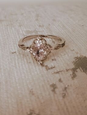 NWOT Silver Marquise Crystal Halo Engagement Ring Size 9